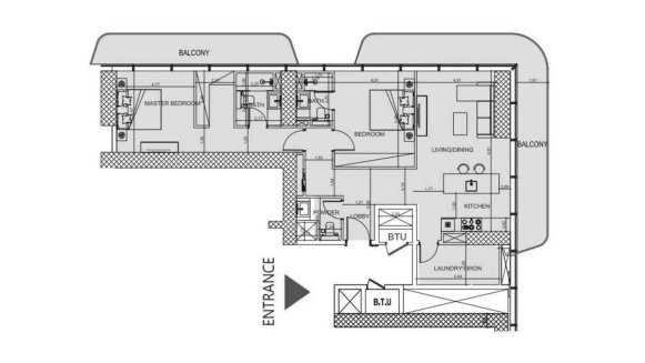 Планировка квартиры 2 спальни в ЖК SOCIETY HOUSE № 11009 (2D)