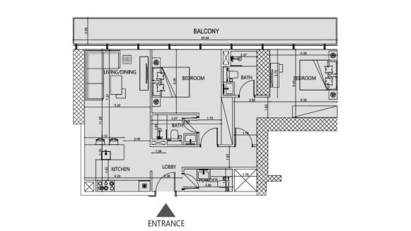Apartment floor plan, 2 bedrooms in SOCIETY HOUSE No. 11012 (2D)